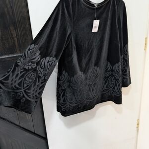 The Limited Black Velvet Top with Elegant Designs